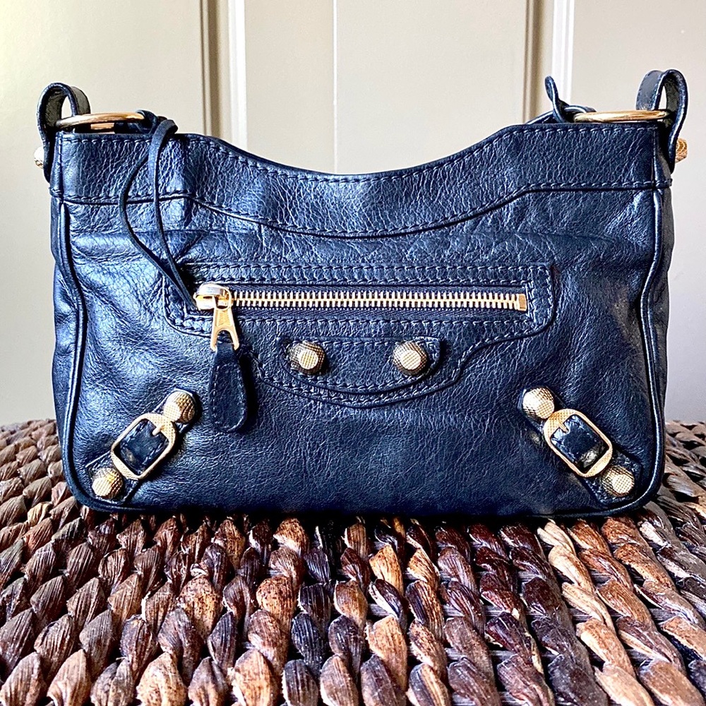 Balenciaga Black Hip Bag Giant Gold Hardware